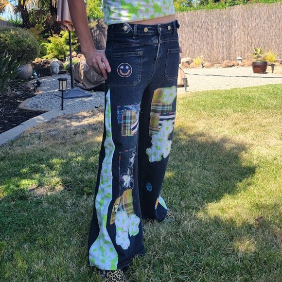 French Connection Upcycled, Patchwork Jeans & Top By ThreadsReclaimed - Picture 1 of 17